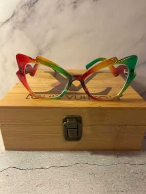 Red Yellow Green Cat-Eye Glasses